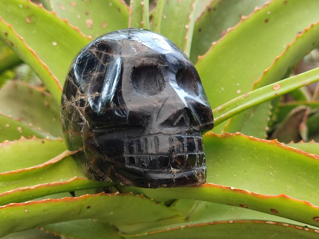 Hand Made Smokey Window Quartz Skull Carvings x 3 From Madagascar