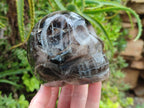 Hand Made Smokey Window Quartz Skull Carvings x 3 From Madagascar