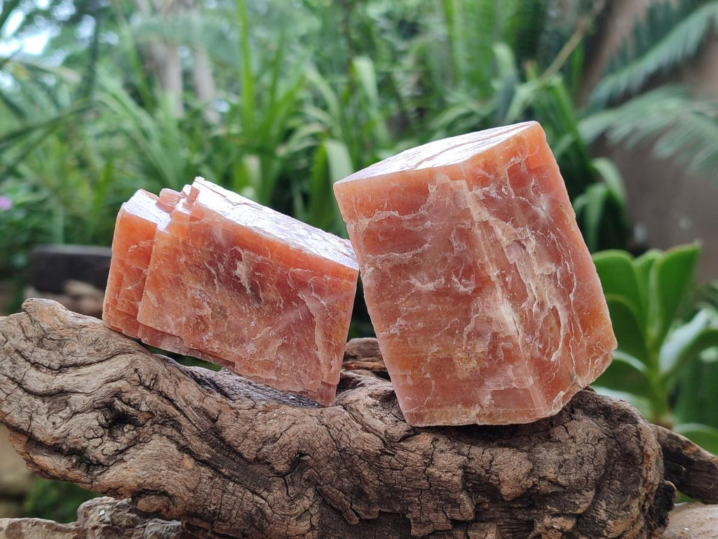 Natural Rhombohedral Sunset Orange Calcite Specimens x 12 From Spitzkop, Namibia