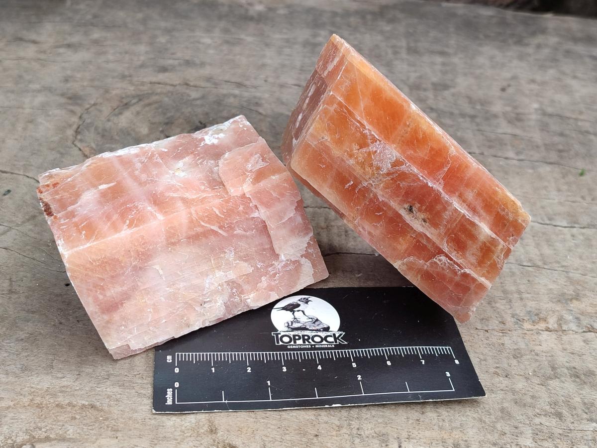 Natural Rhombohedral Sunset Orange Calcite Specimens x 12 From Spitzkop, Namibia