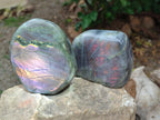 Polished Rare Purple Sunset Flash Labradorite Standing Free Forms x 2 From Madagascar