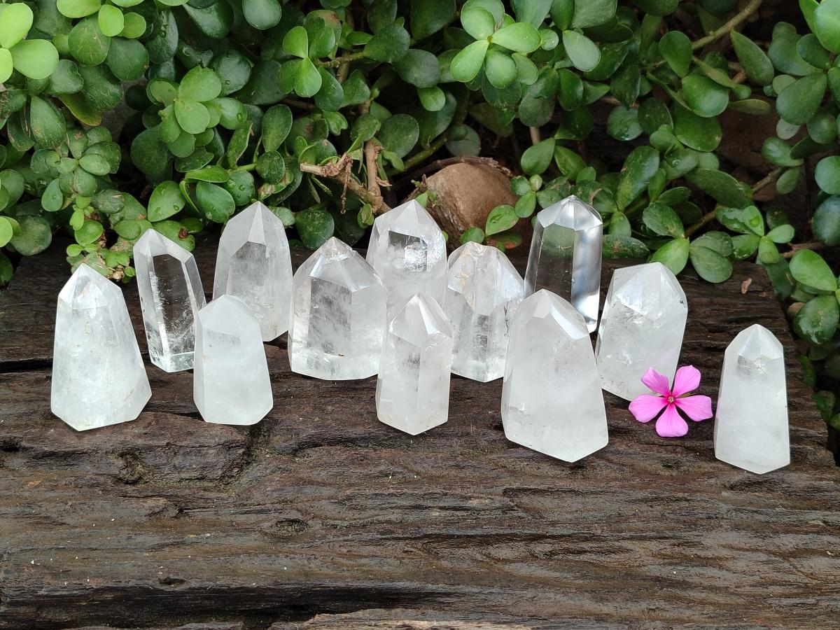 Polished Clear Quartz Crystals x 12 From Madagascar
