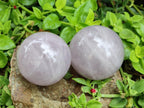 Polished Gemmy Star Blue Rose Quartz Spheres x 3 From Madagascar