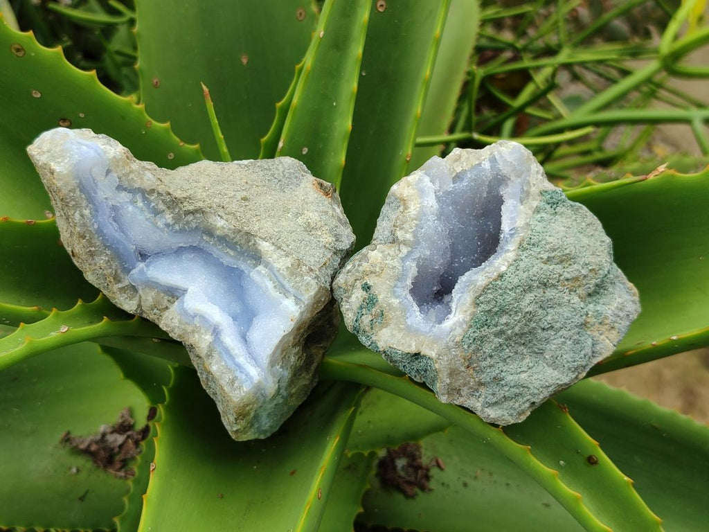 Natural Blue Lace Agate Specimens x 6 From Nsanje, Malawi - Toprock Gemstones and Minerals 