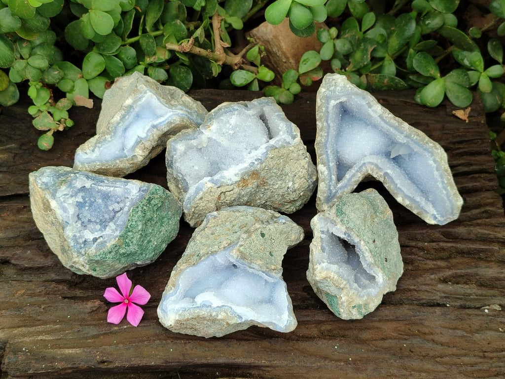 Natural Blue Lace Agate Specimens x 6 From Nsanje, Malawi - Toprock Gemstones and Minerals 