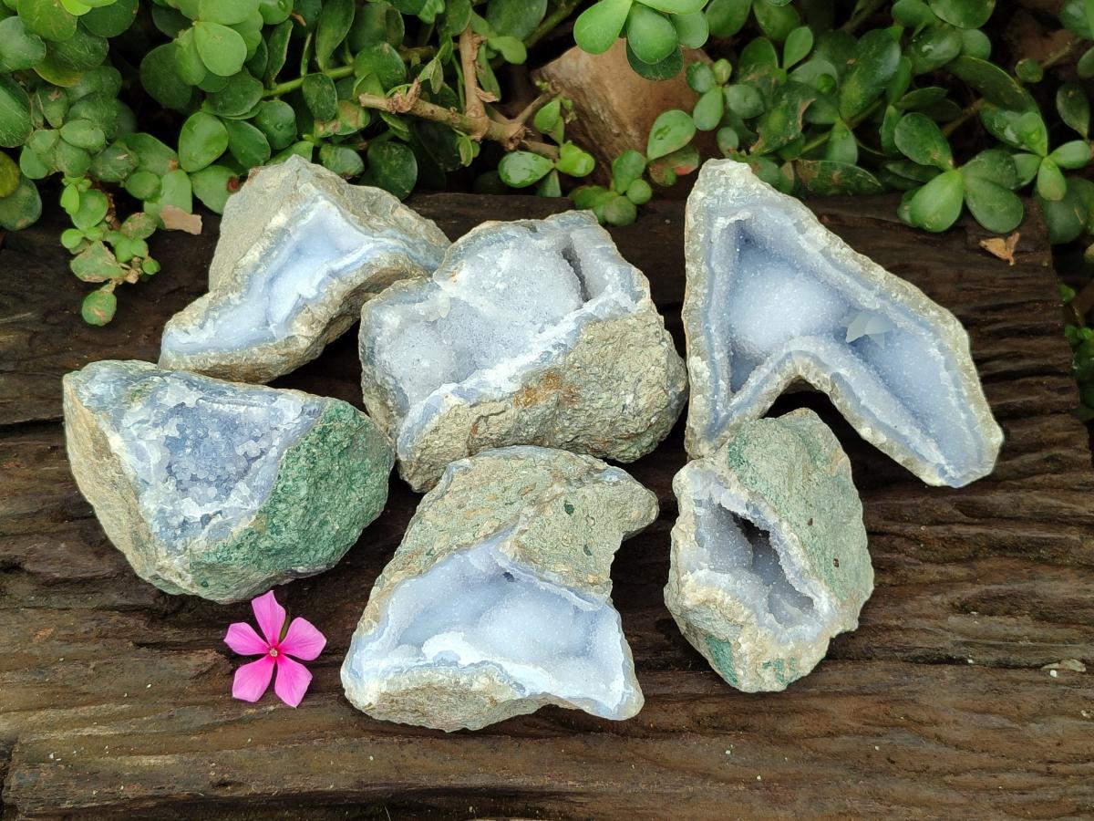 Natural Blue Lace Agate Specimens x 6 From Nsanje, Malawi - Toprock Gemstones and Minerals 