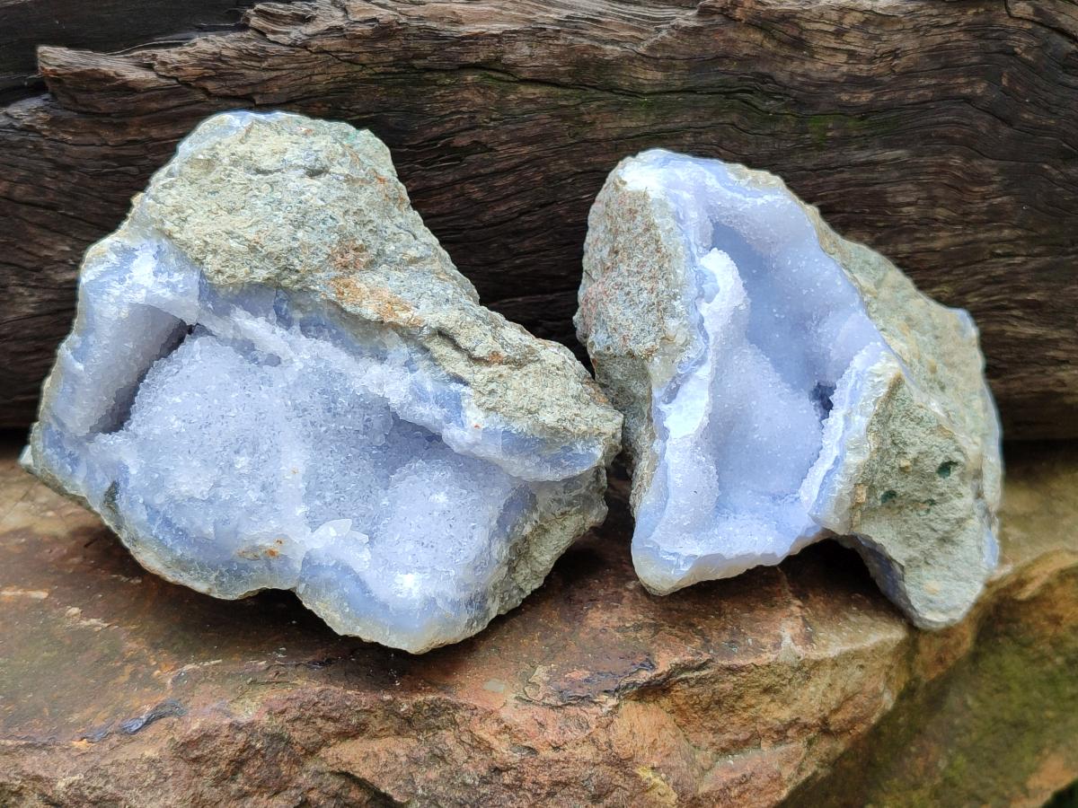 Natural Blue Lace Agate Specimens x 6 From Nsanje, Malawi - Toprock Gemstones and Minerals 