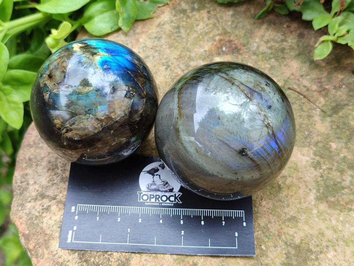 Polished Labradorite Spheres x 4 From Madagascar