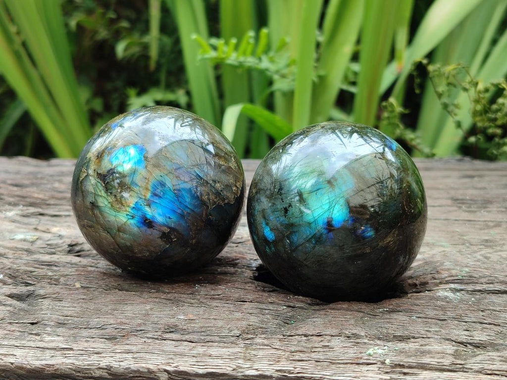 Polished Labradorite Spheres x 4 From Madagascar