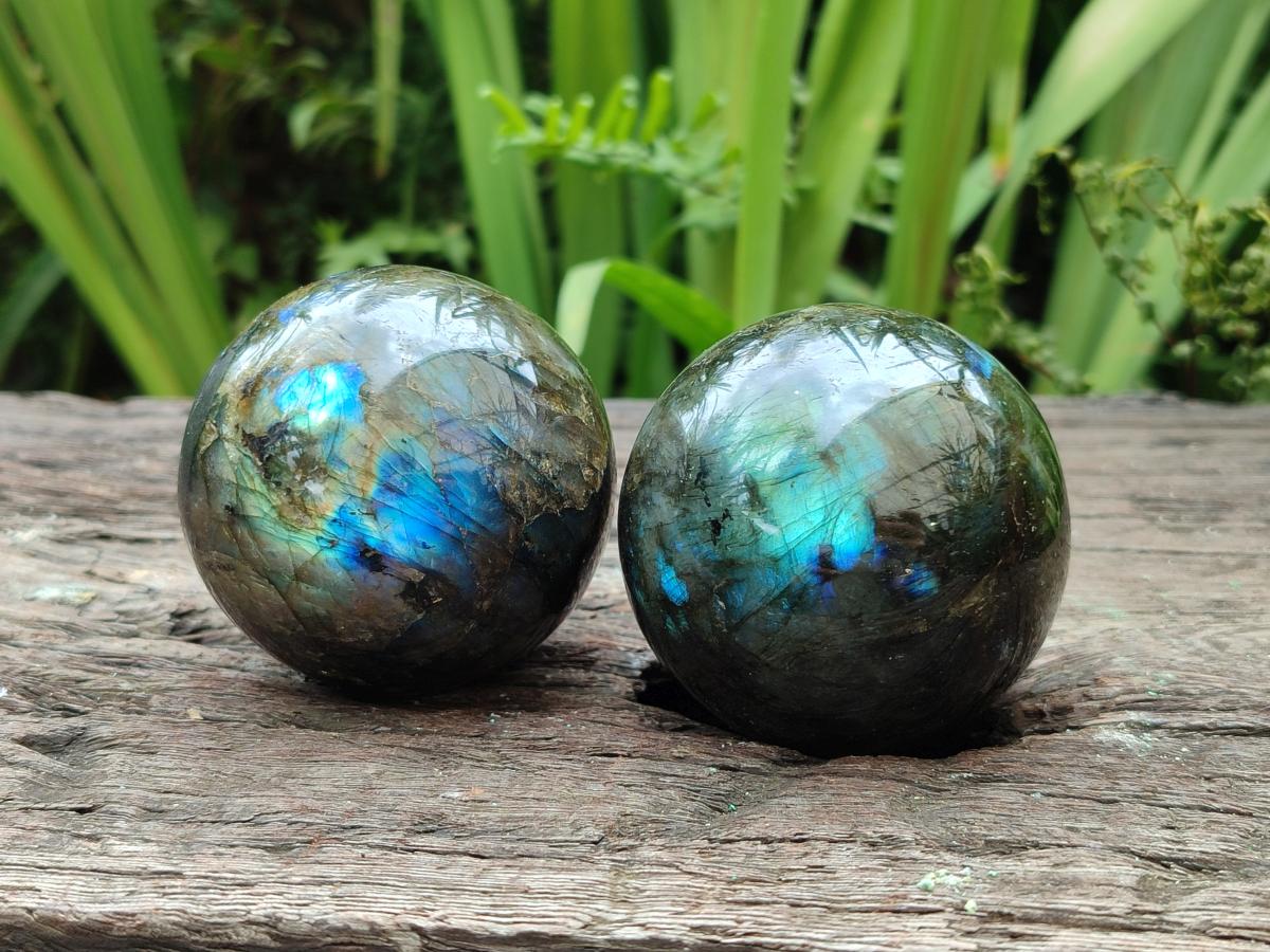 Polished Labradorite Spheres x 4 From Madagascar
