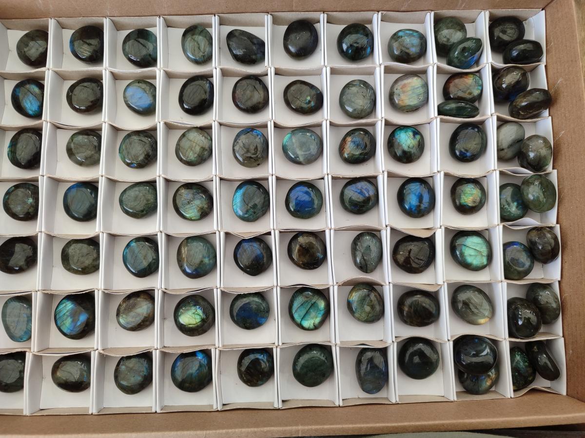 Polished Mini Rounded Labradorite Free Forms x 80 From Madagascar