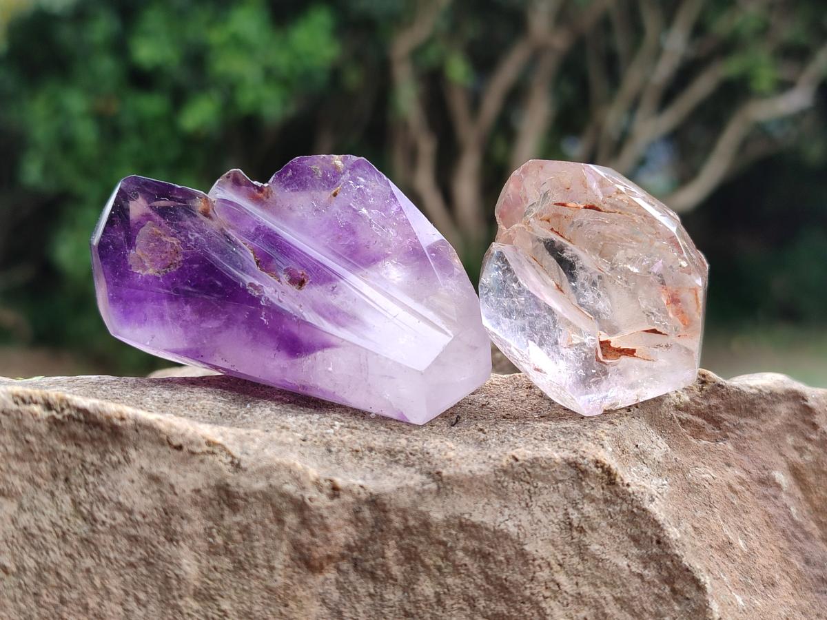 Polished Window Amethyst Crystals x 16 From Akansobe, Madagascar