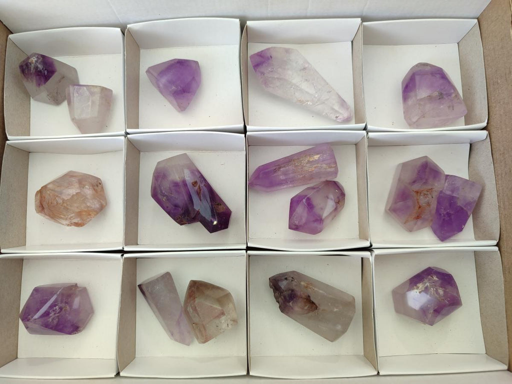 Polished Window Amethyst Crystals x 16 From Akansobe, Madagascar