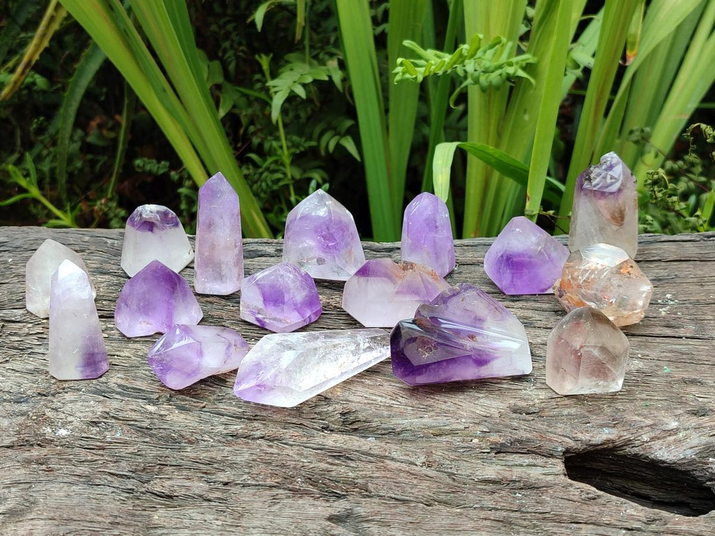 Polished Window Amethyst Crystals x 16 From Akansobe, Madagascar