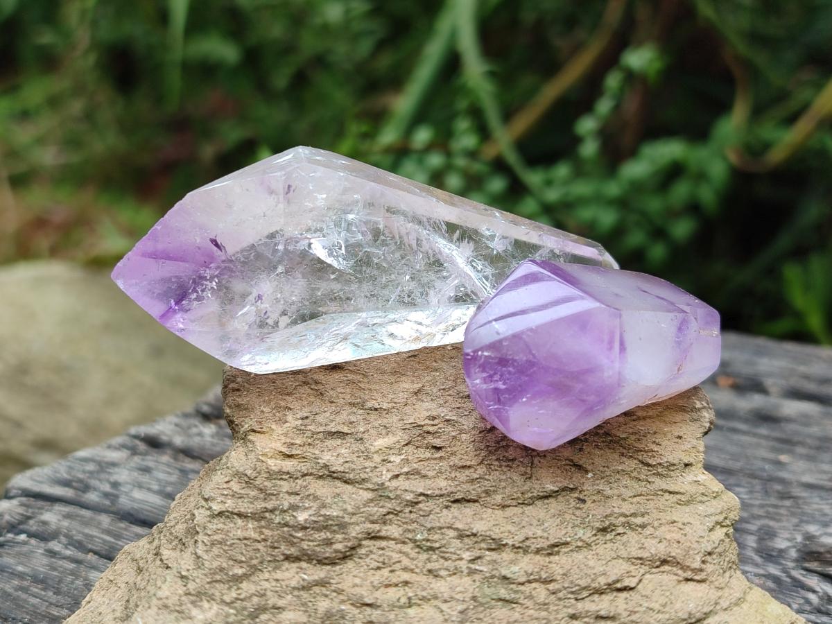 Polished Window Amethyst Crystals x 16 From Akansobe, Madagascar