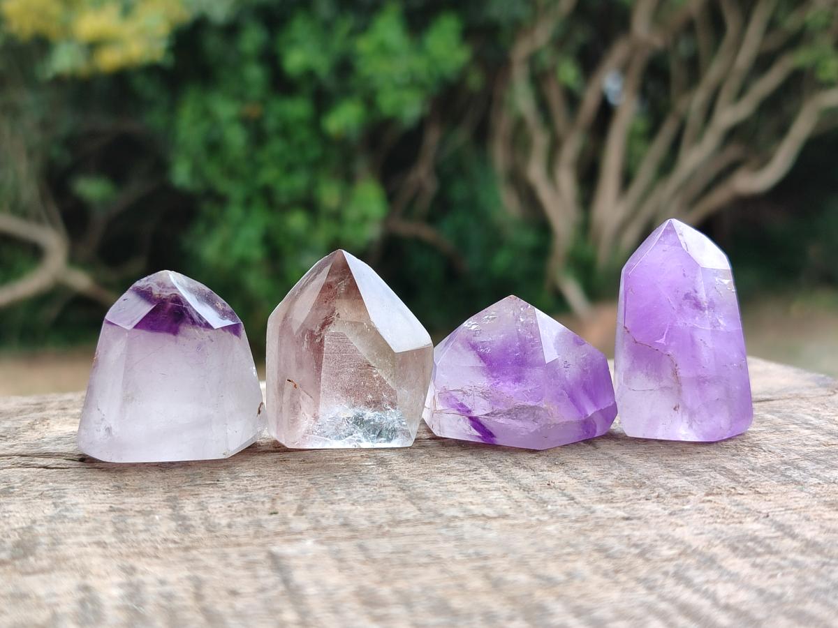 Polished Window Amethyst Crystals x 16 From Akansobe, Madagascar