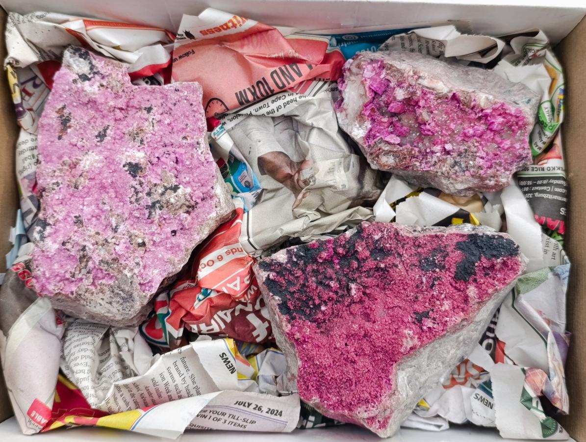 Natural Salrose Cobaltion Dolomite Specimens x 3 From Kakanda, Congo