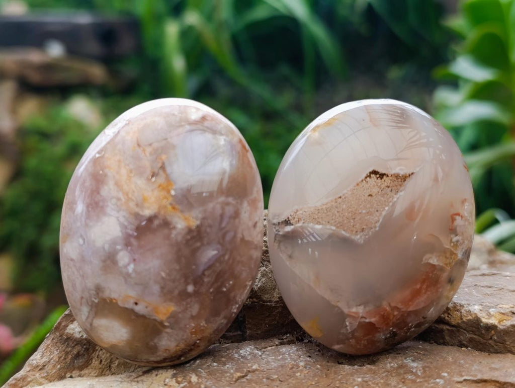 Polished Flower Agate Palm Stones x 12 From Antsahalova, Madagascar