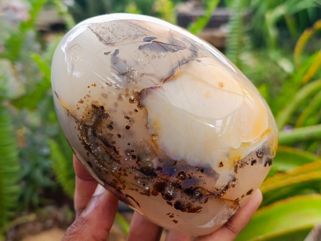 Polished Dendritic Agate Standing Free Forms x 2 From Moralambo, Madagascar