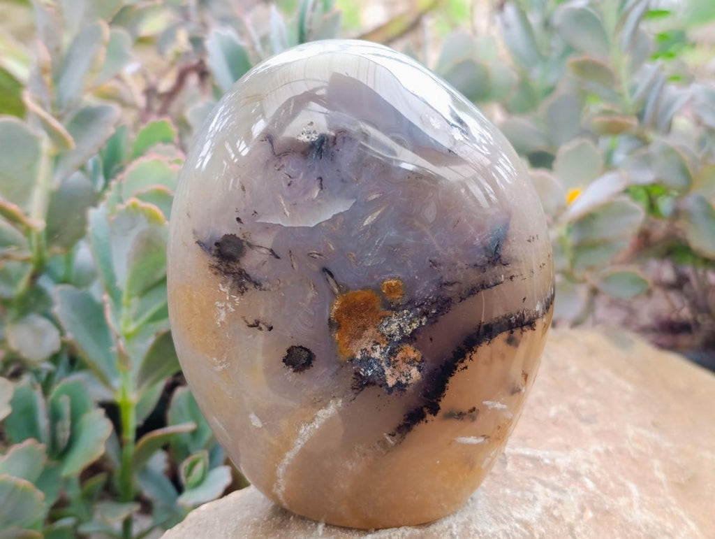 Polished Dendritic Agate Standing Free Forms x 2 From Moralambo, Madagascar
