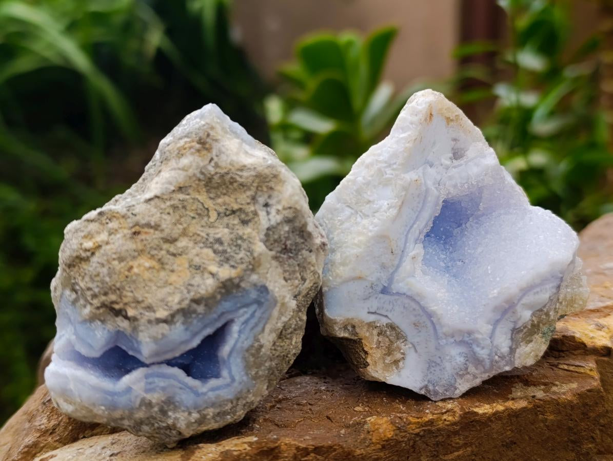 Natural Blue Lace Agate Geode Specimens x 12 From Nsanje, Malawi