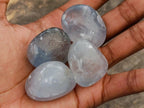 Polished Blue Celestite Galets x 35 From Sakoany, Madagascar