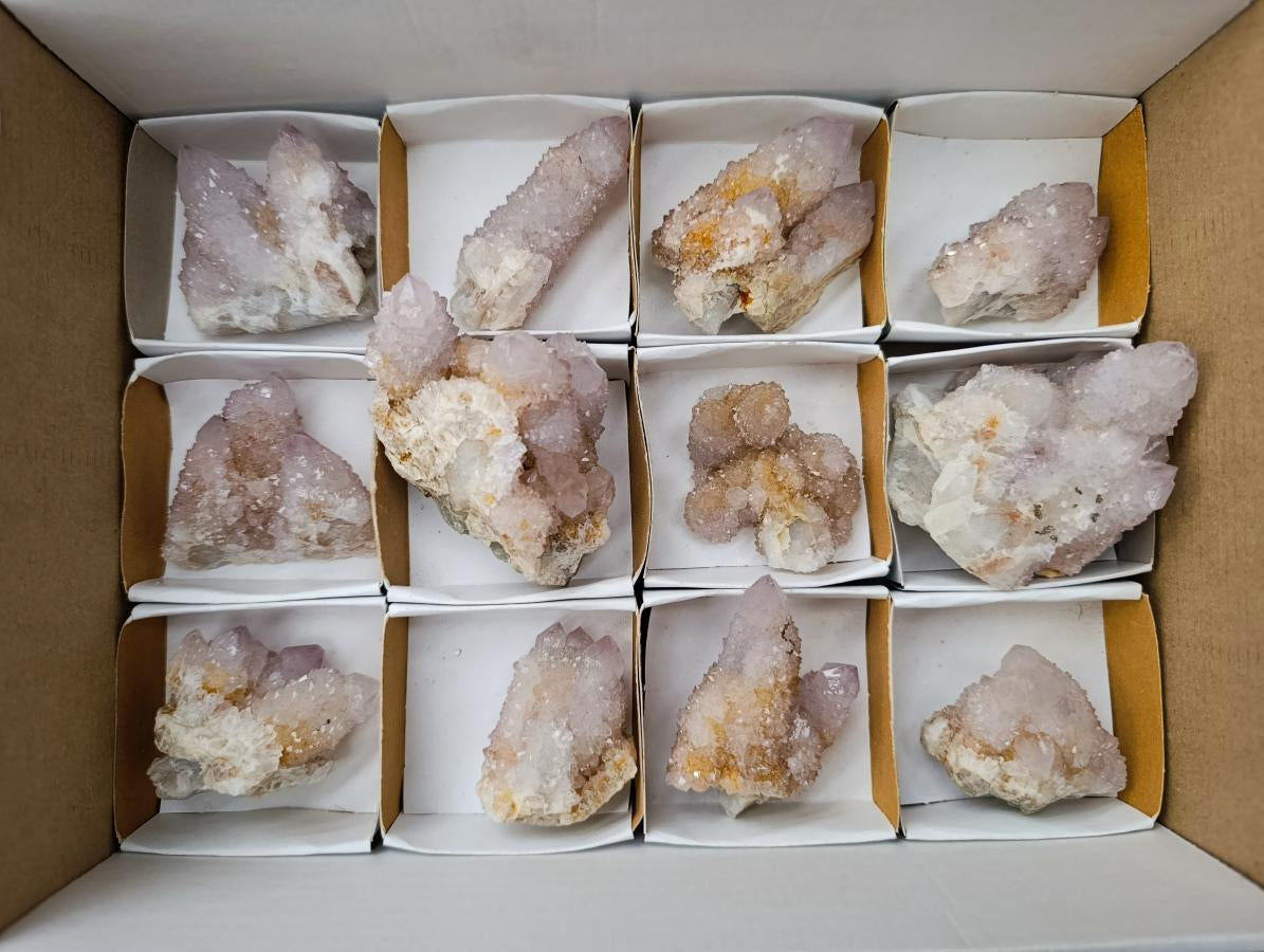 Natural White Spirit Quartz Clusters x 12 From Boekenhouthoek, South Africa