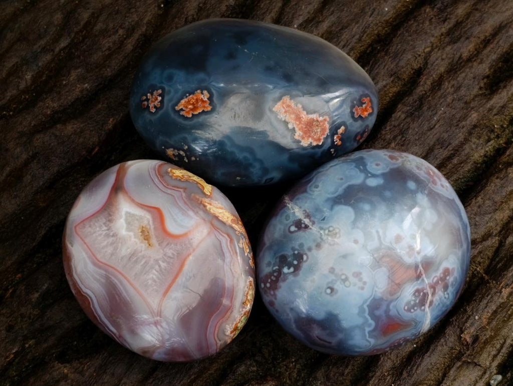 Polished Red Shashe River Agate Galets x 12 From Shashe River, Zimbabwe