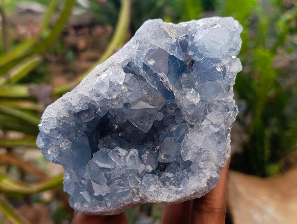 Natural Blue Celestite Geode Cluster Specimens x 2 From Sakoany, Madagascar