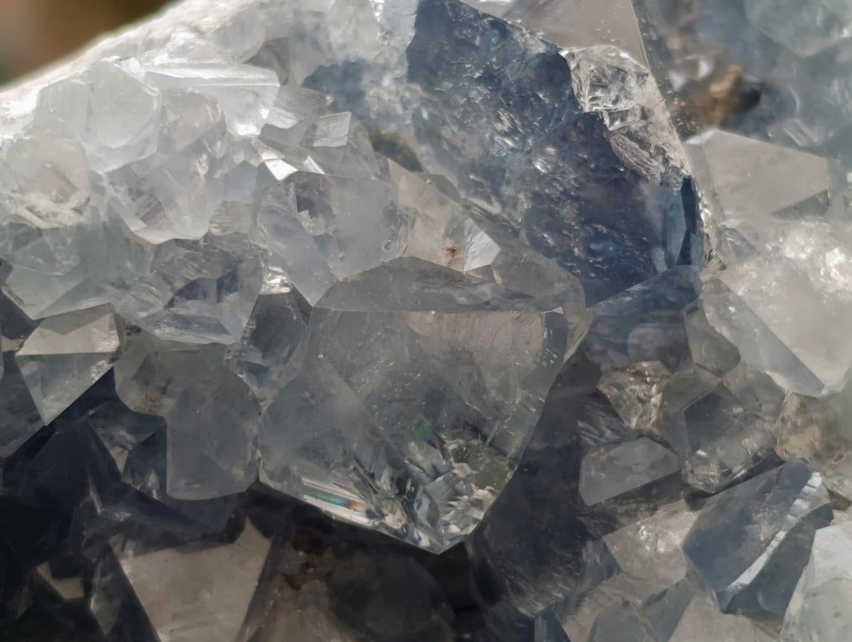 Natural Blue Celestite Geode Cluster Specimens x 2 From Sakoany, Madagascar