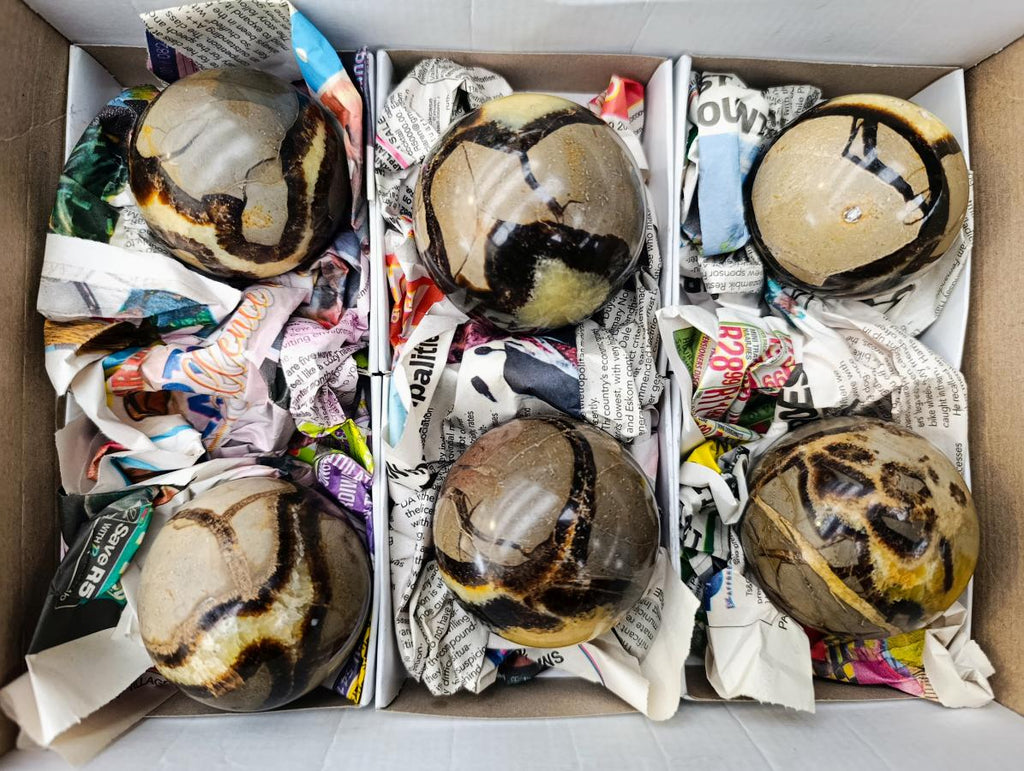 Polished Septerye Spheres x 6 From Mahajanga, Madagascar