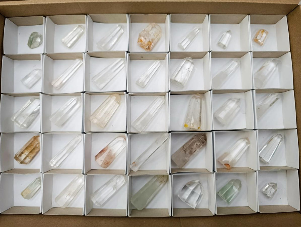 Polished Clear Quartz Crystals with Inclusions x 35 From Madagascar