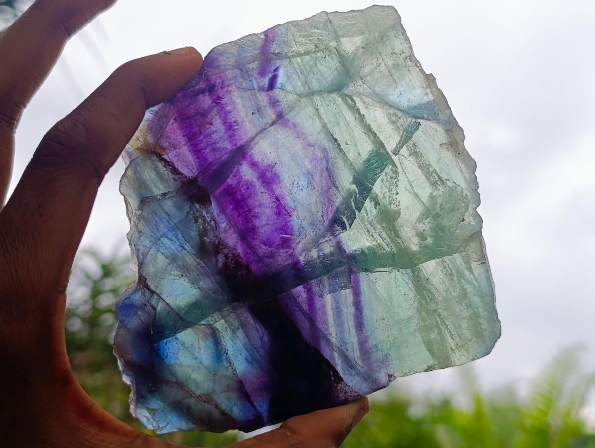 Polished Watermelon Fluorite Slices x 2 From Uis, Namibia