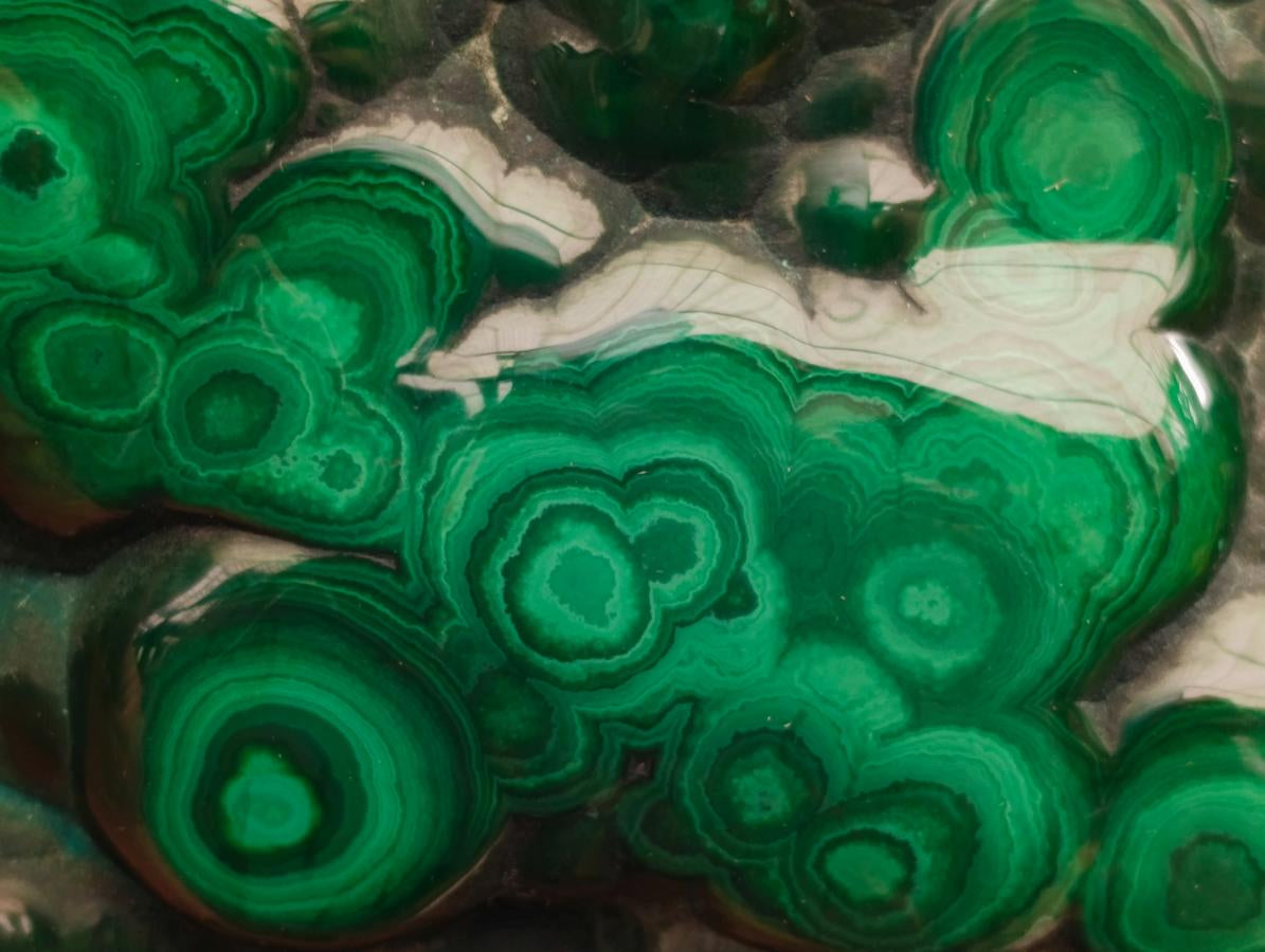 Polished Flower Banded Malachite Free Forms x 3 From Congo