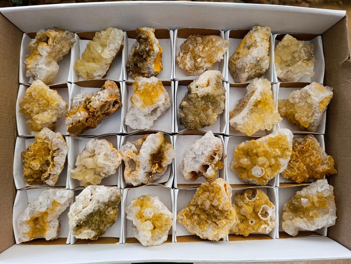 Natural Limonite Quartz Crystal Cluster Plates x 24 From Solwezi, Zambia