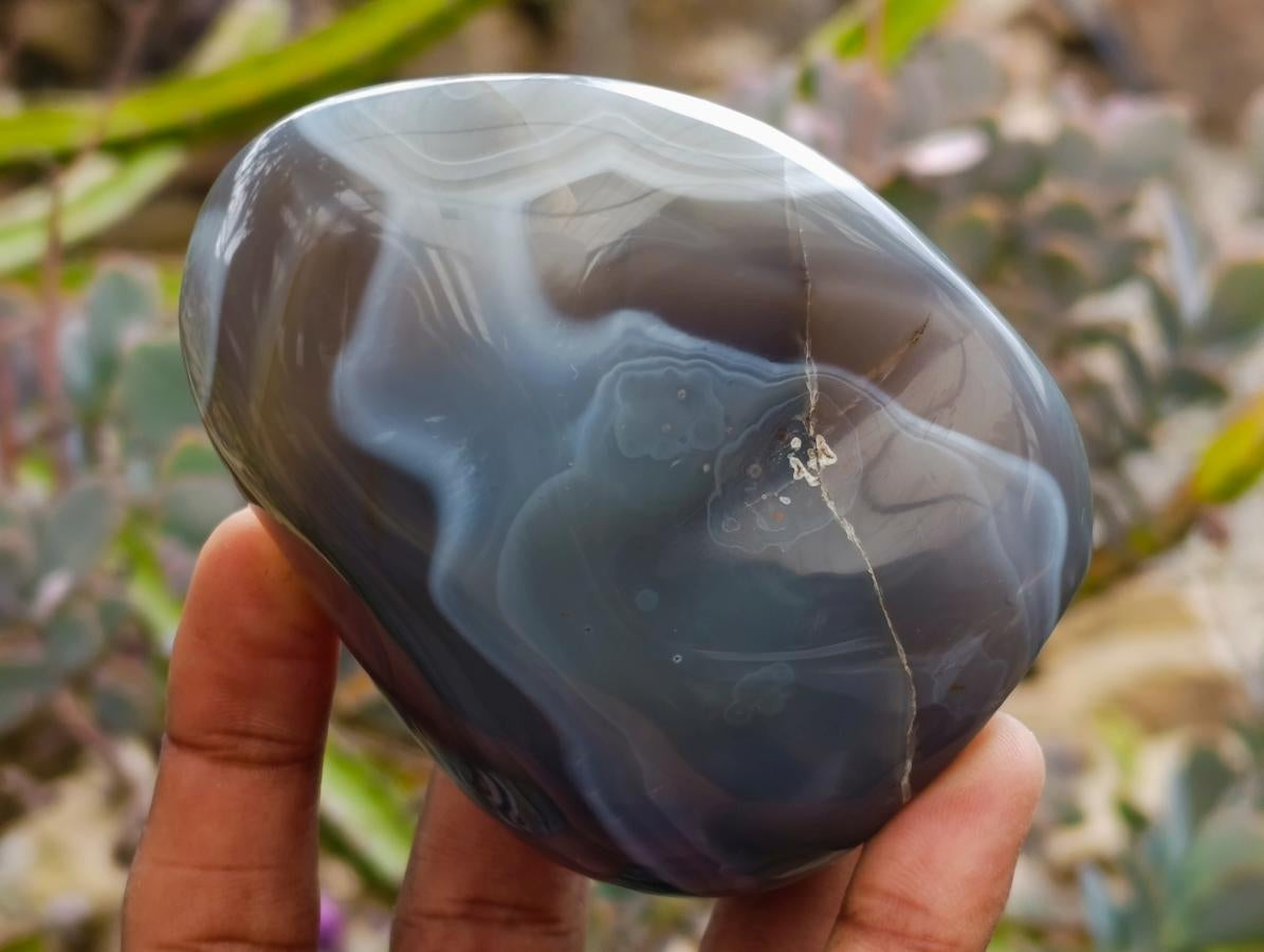 Polished Banded Agate Standing Free Forms x 6 From Madagascar