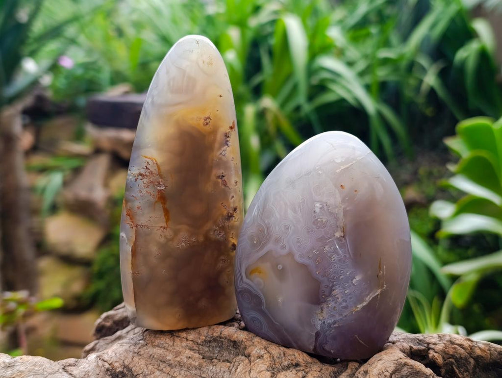Polished Banded Agate Standing Free Forms x 6 From Madagascar