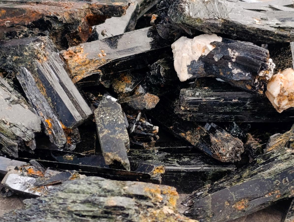 Natural Aegirine Single Crystals x 750g Lot From Zomba, Malawi