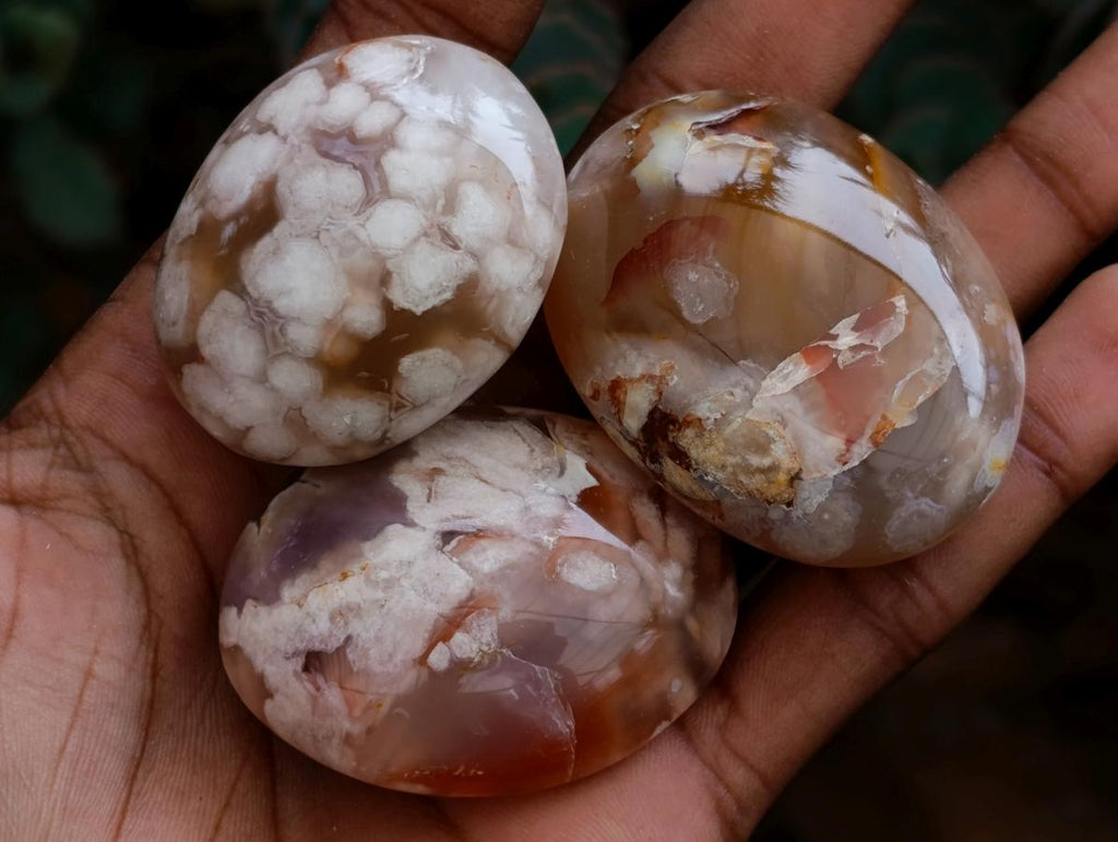 Polished Flower Agate Palm Stones x 16 From Antsahalova, Madagascar - Toprock Gemstones and Minerals 