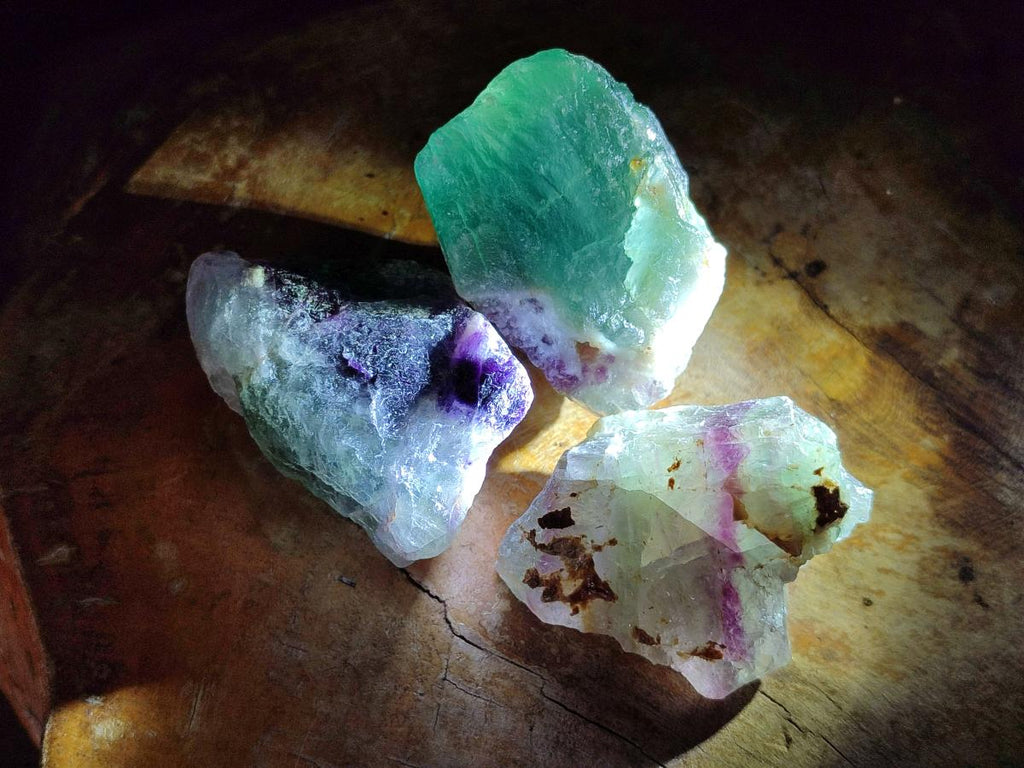 Natural Watermelon Fluorite Cobbed Specimens x 35 From Uis, Namibia