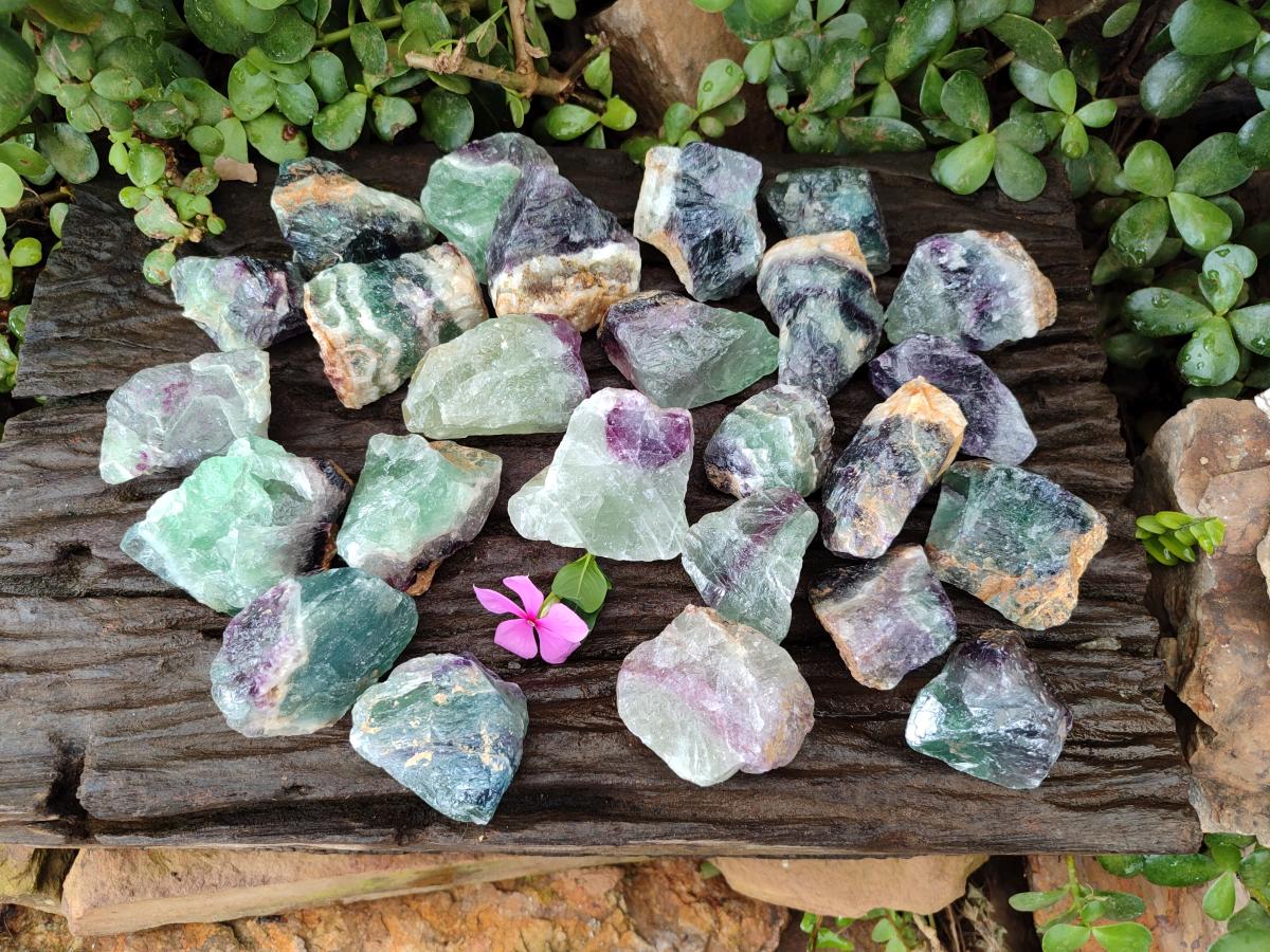 Natural Watermelon Fluorite Cobbed Specimens x 35 From Uis, Namibia