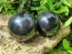 Polished Black Basalt Spheres x 3 From Madagascar