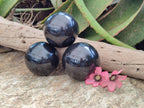 Polished Black Basalt Spheres x 3 From Madagascar