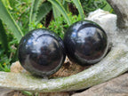 Polished Black Basalt Spheres x 3 From Madagascar