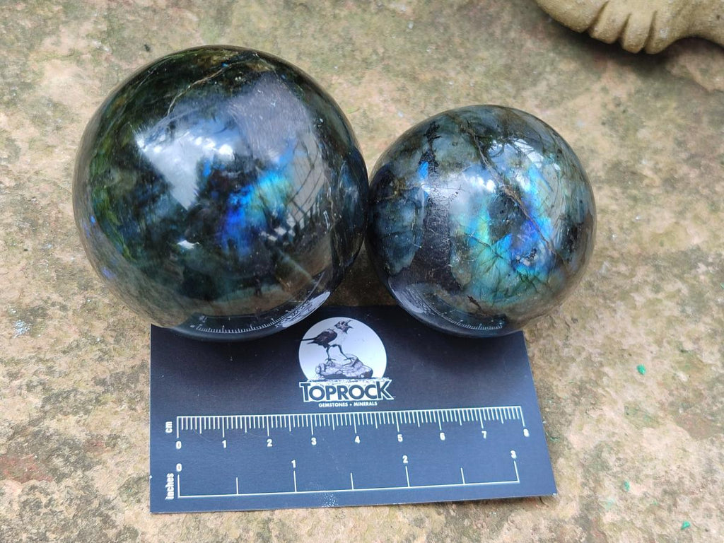 Polished Labradorite Spheres x 4 From Madagascar