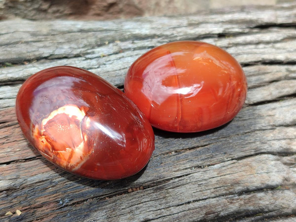 Polished Carnelian Agate Gemstone Galets x 12 From Madagascar