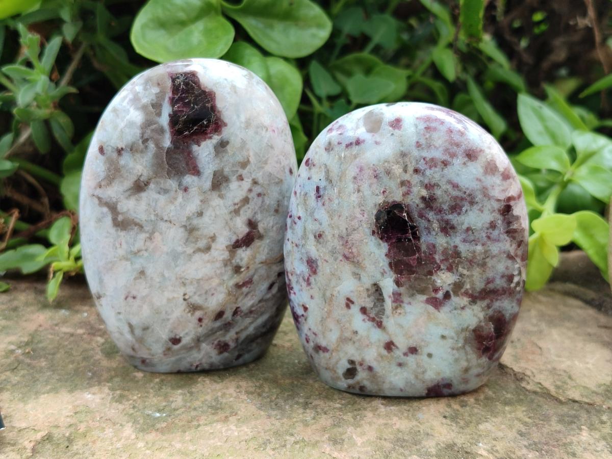 Polished Rubellite Pink Tourmaline Standing Free Forms x 3 From Ambatondrazaka, Madagascar