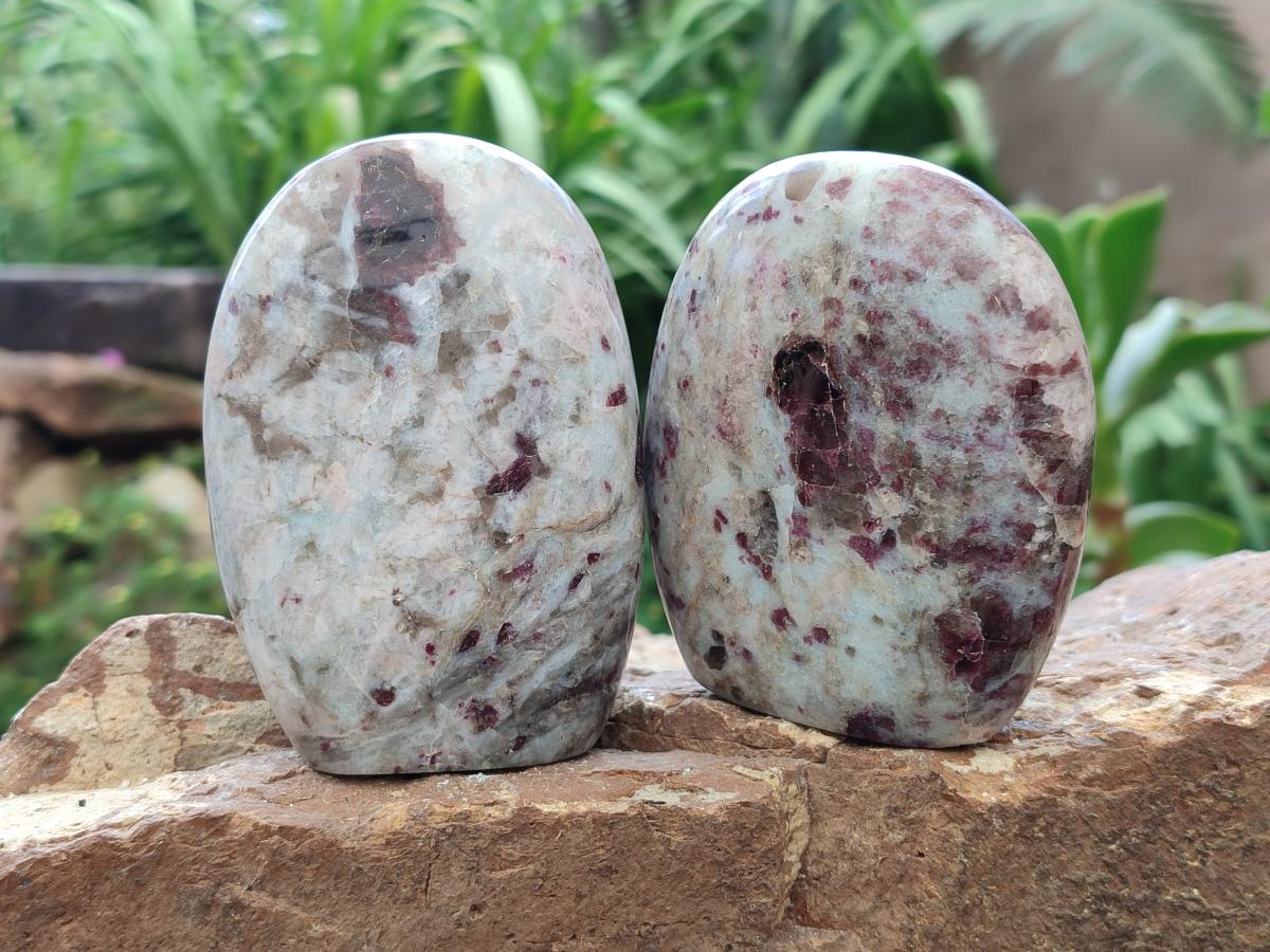 Polished Rubellite Pink Tourmaline Standing Free Forms x 3 From Ambatondrazaka, Madagascar