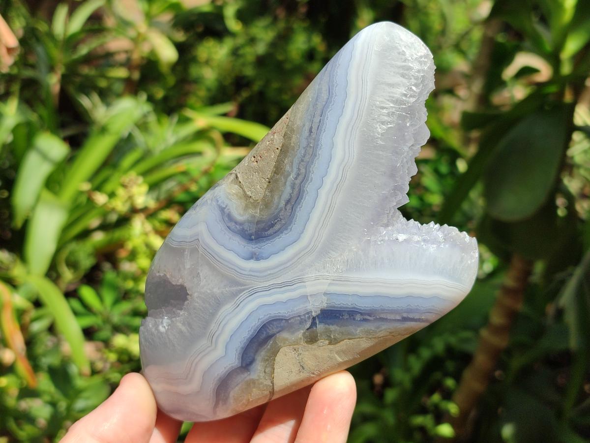 Polished Blue Lace Agate Free Forms x 3 From Nsanje, Malawi