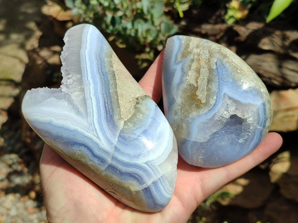 Polished Blue Lace Agate Free Forms x 3 From Nsanje, Malawi - Toprock Gemstones and Minerals 